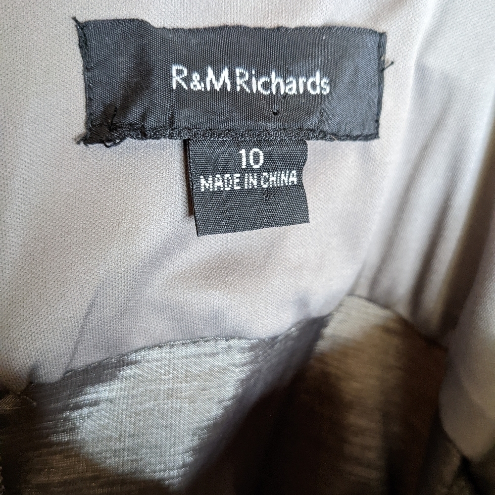 R&M RICHARDS Ruched Silver Rose Ruffle Midi Cocktail Dress - Picture 8 of 13